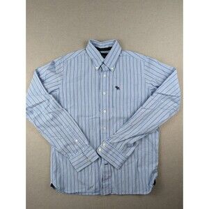 Abercrombie & Fitch Mens XL-size Blue with White Stripes Cotton Moose embroidery
